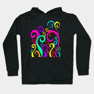 Pretty Colorful Funky Swirling Rainbow Spirals Pattern, made by EndlessEmporium Hoodie